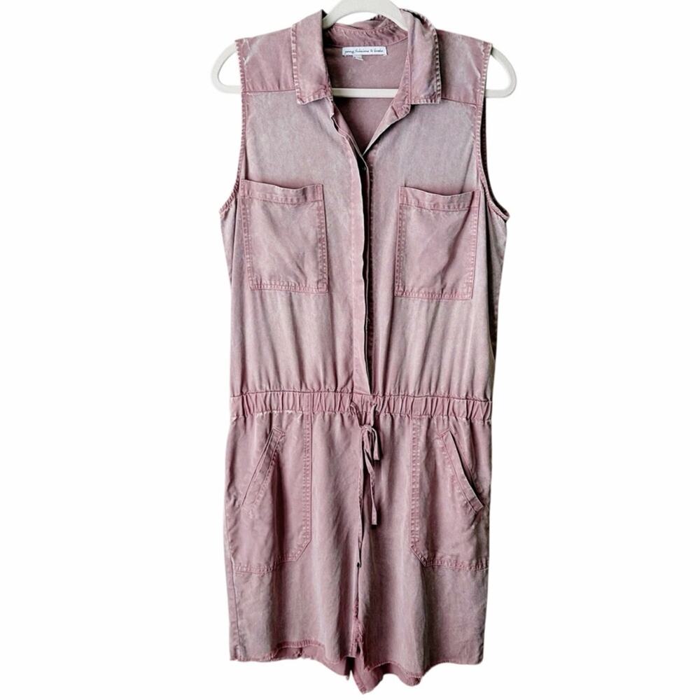 Young Fabulous & Broke | Utility Mini Dress Sleeveless Button Front Mauve Medium